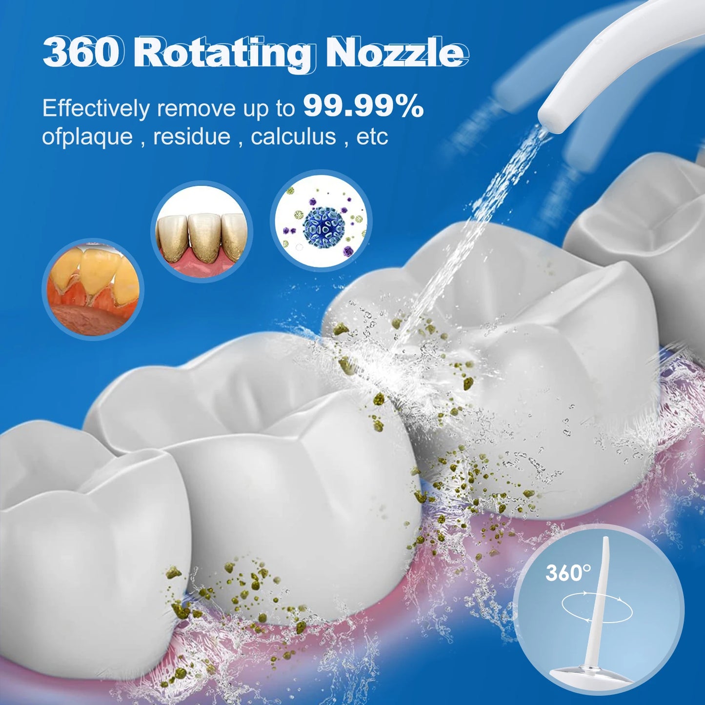 Portable Water Flossers for Teeth 230ML Oral Irrigator Rechargeable Dental Floss 3 Modes IPX7 Waterproof Teeth Whitening Cleaner