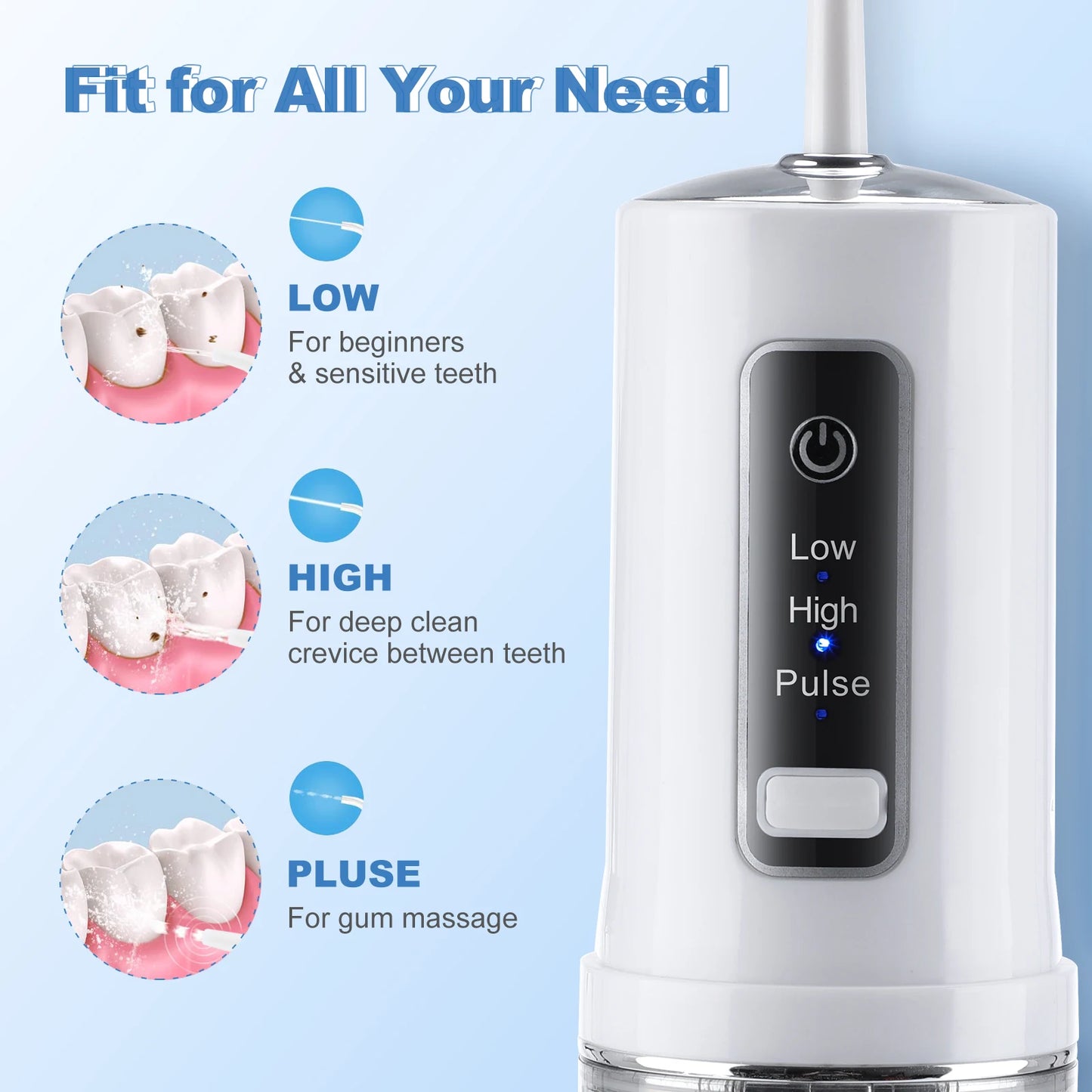 Portable Water Flossers for Teeth 230ML Oral Irrigator Rechargeable Dental Floss 3 Modes IPX7 Waterproof Teeth Whitening Cleaner